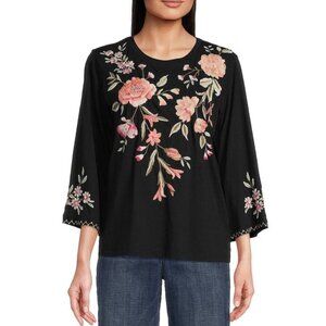 Johnny Was Vienna Floral Kimono Sleeve Women’s Embroidered Top Size Small
